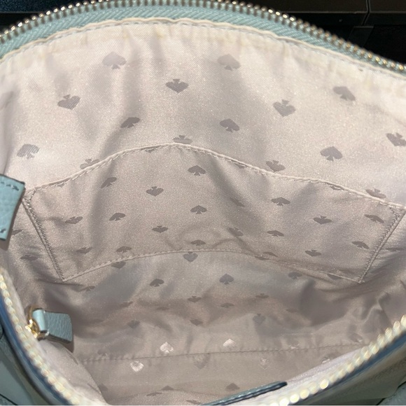 Kate Spade “On Purpose” Zip Top Pebbled Blue Leather Crossbody Bag - Picture 10 of 10